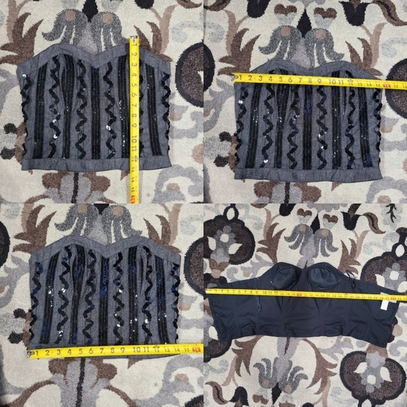 Howard Wolf Denim Strapless Skirt Set Sequin Bustier Women’s Sz 8 Skirt Sz 6 Top - Picture 14 of 14